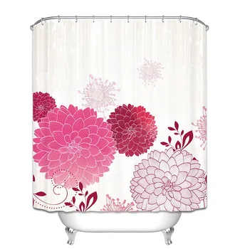 

3D Shower Curtain Red Hydrangea Pattern Elefant Bathroom Drapes Curtains Waterproof Polyester Bath Curtain with Hooks Home Decor