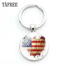 

TAFREE American Flag Keychain USA Map and National flag Pendant Keyring Independence Day souvenir jewelry FG123