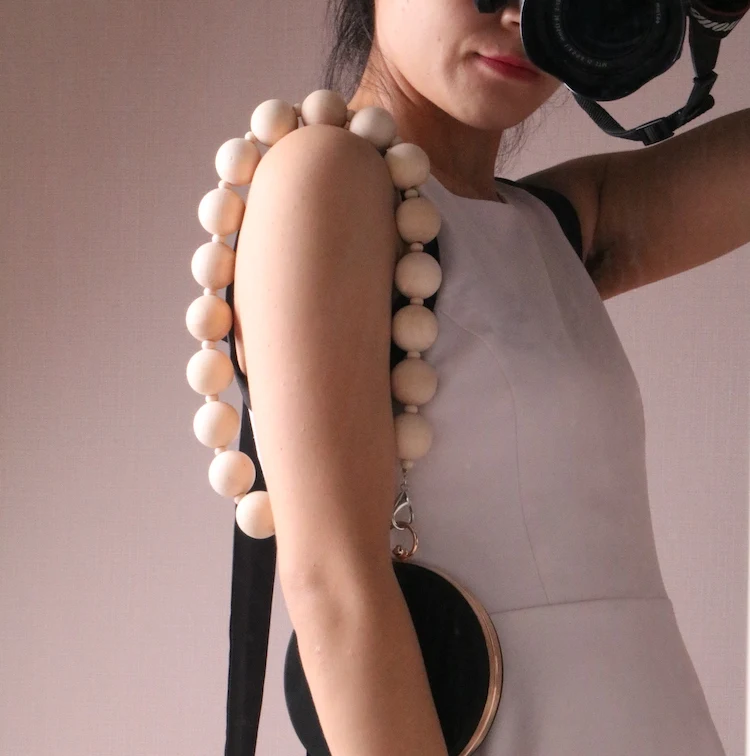 Дизайнерские деревянные бисерные цепи для женщин сумки Роскошные Бисероплетение наплечный ремень для сумки через плечо кошелек сумки