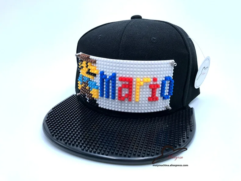 Мода Супер Марио мозаика настроить Snapback DIY Marie brick полями на заказ для шляпы хип-хоп Snapback шляпа бейсбольная Кепка