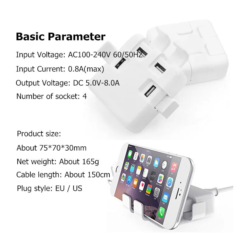 IPUMYNO сетевое зарядное устройство с 4 USB портами 40 Вт 8 А|Зарядные устройства| |