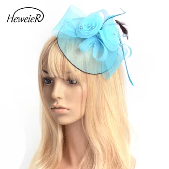 

Women Handmade Hair Clip Net Mesh Feather Hat Fascinator Bridal Party Headwear Wedding Hairpin Cocktail Races Hairpiece Fashion