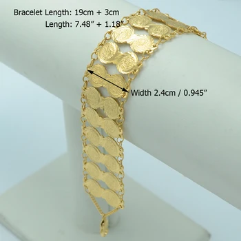 

Anniyo Coin Bracelets Jewellery for Women Gold Color Arab Coin Bangles Islamic Middle Eastern/Africa #011206