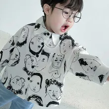 Весенняя детская одежда Рубашки для маленьких мальчиков рубашка с длинными рукавами для малышей повседневные топы для мальчиков с принтом героев мультфильмов детская блузка