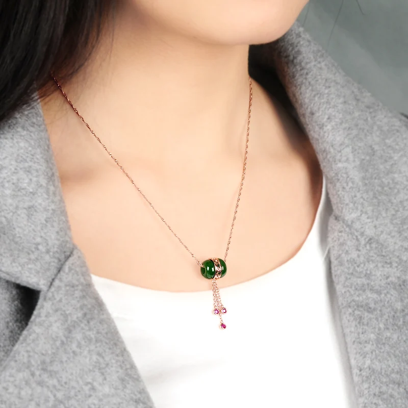 925 серебряная мозаика и Hetian jade Jasper Drum beads Road pass подвеска Изысканная девушка поток Su