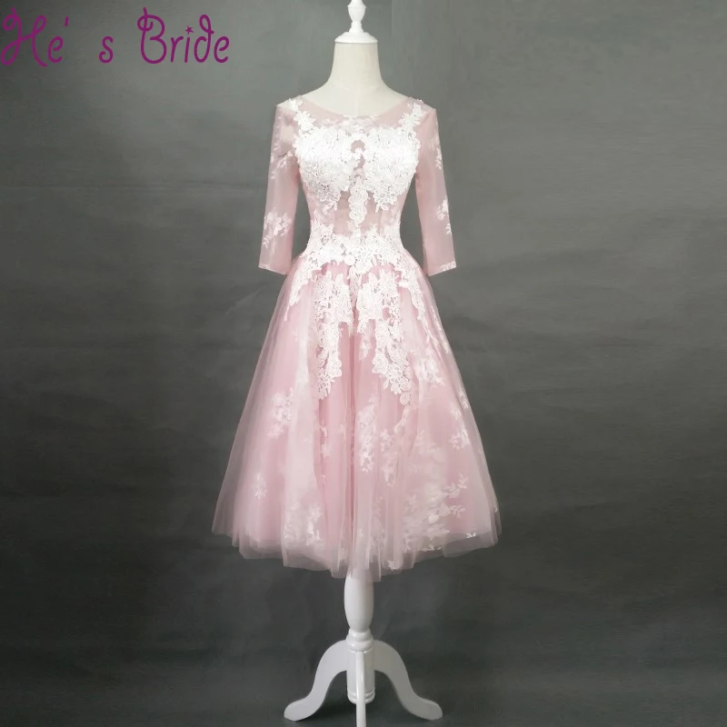 Abendkleider Radient Rosa Spitze Appliques Günstige Abendkleider 2017 Neue Elegante Tee-länge Tüll Vestido De Festa Kundenspezifische Formale Kleid Hoher Standard In QualitäT Und Hygiene
