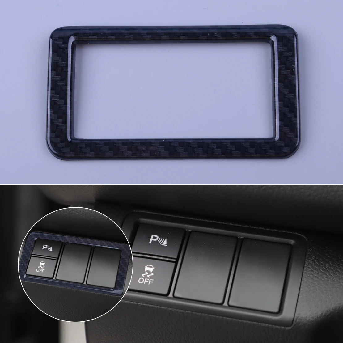 

CITALL ABS Carbon Fiber Style Headlight Fog Light Switch Button Frame Trim Cover Fit For Honda Civic 2016 2017