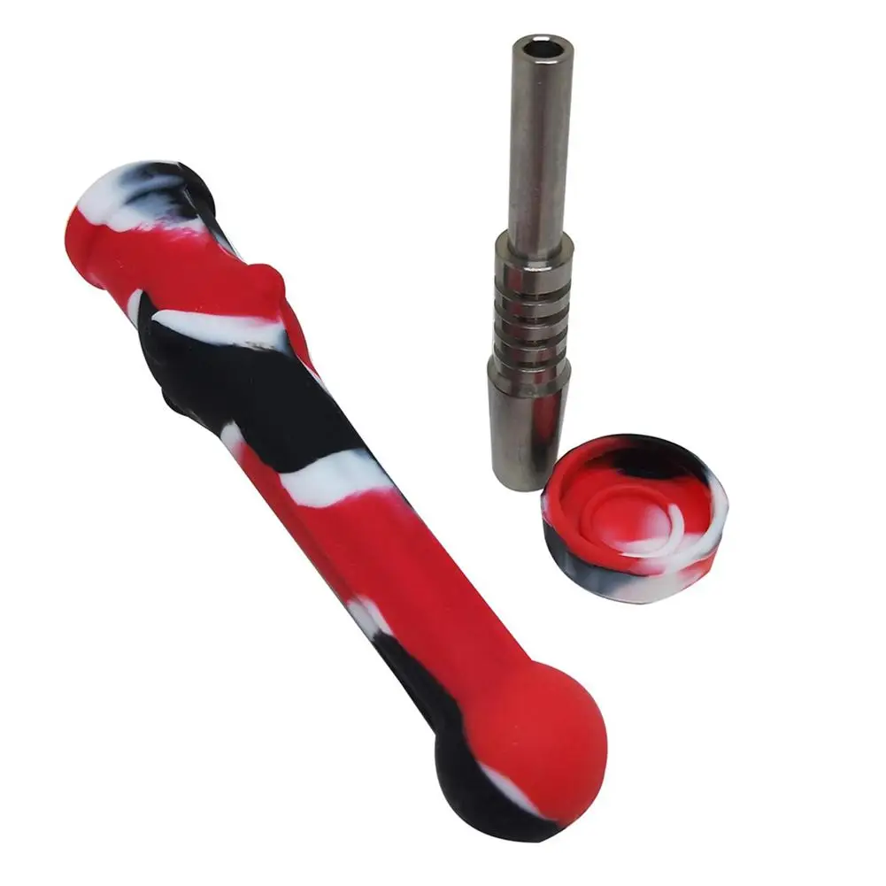 

Portable Silicone Nectar Collector Smoking Pipe Titanium Nail Tobacco Hookah Set
