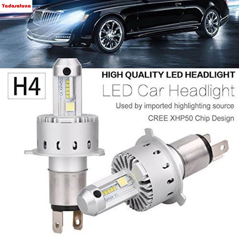 

One Pair Error Free Led Headlight Bulbs Assembly Conversion Kit H4 H7 Wireless Cree Xhp50 Chip Switch from HIDHalogen Lights