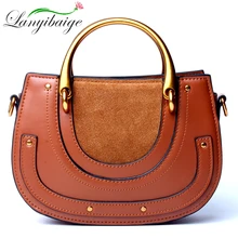 Fashion Brand 100% Genuine Leather Women Saddle Bag Designer Real Leather Shoulder Bag Metal Handle Female Handbag Crossbody Bag women genuine real cow leather handbag doctor saddle bag fashion purse shoulder satchel designer daily work lady free shipping