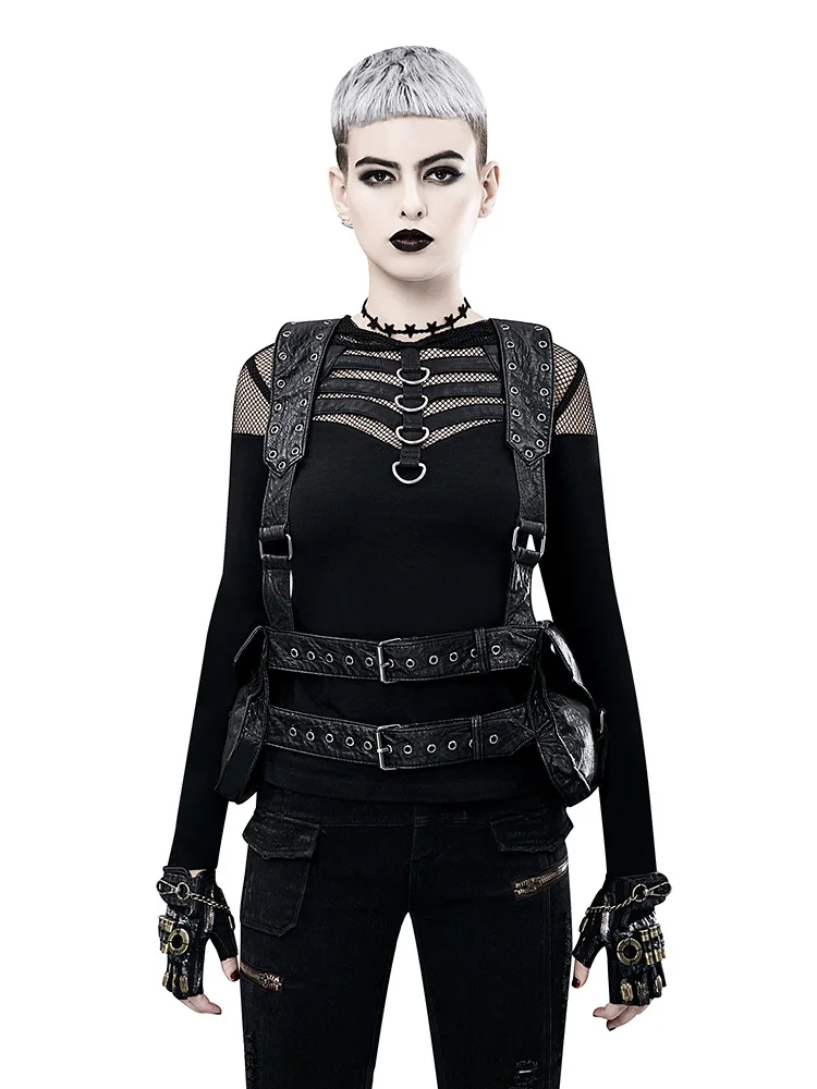 

Steampunk women's shoulder vest accessory bag rock style waist pack