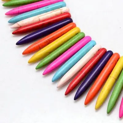 

Pandahall Natural Howlite Stone Tusk Beads Strands, Dyed, Mixed Color, 34x5mm, Hole: 1mm