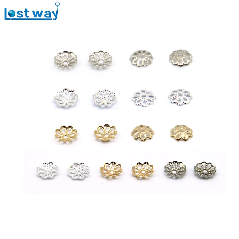 1000pcs/lot 6mm Silver Gold Plated Flower petal End Spacer Beads Caps Charms Bead Cups For Jewelry Making(yiwu) Jewelry Findings