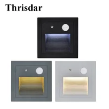 Thrisdar, 6 шт., 3 Вт, уличный светодиодный светильник для лестницы, датчик движения PIR, детектор, настенный угловой светильник, инфракрасный светильник с датчиком движения человека