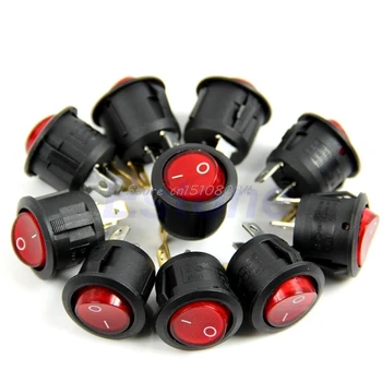 

5Pcs/lot AC 6A/250V Red Light ON-OFF SPST Round Button Dot Boat Car Auto Rocker Switch S08 Wholesale&DropShip