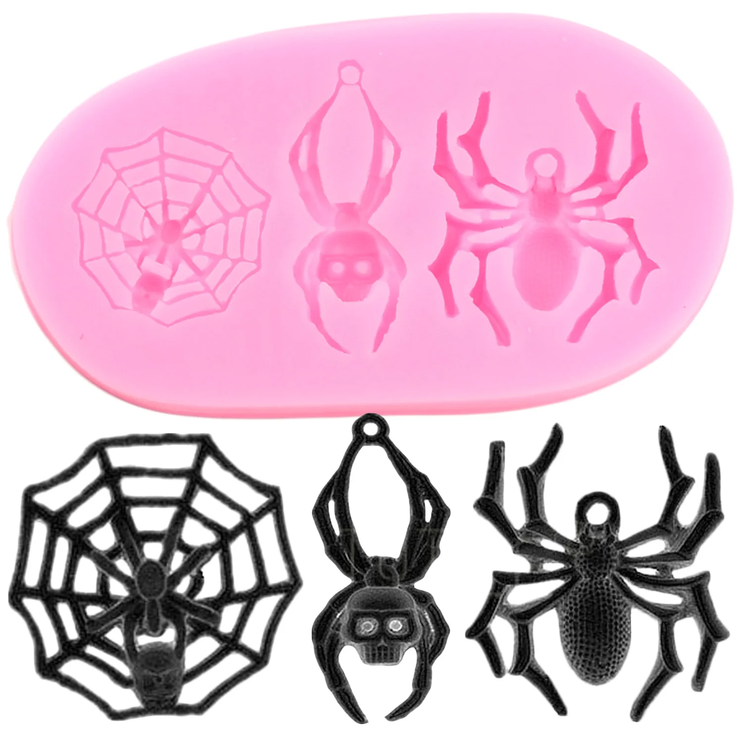 

Halloween Cake Decorating Tools Spider Silicone Molds Spider Web Cupcake Topper Fondant Mold Candy Clay Chocolate Gumpaste Mould