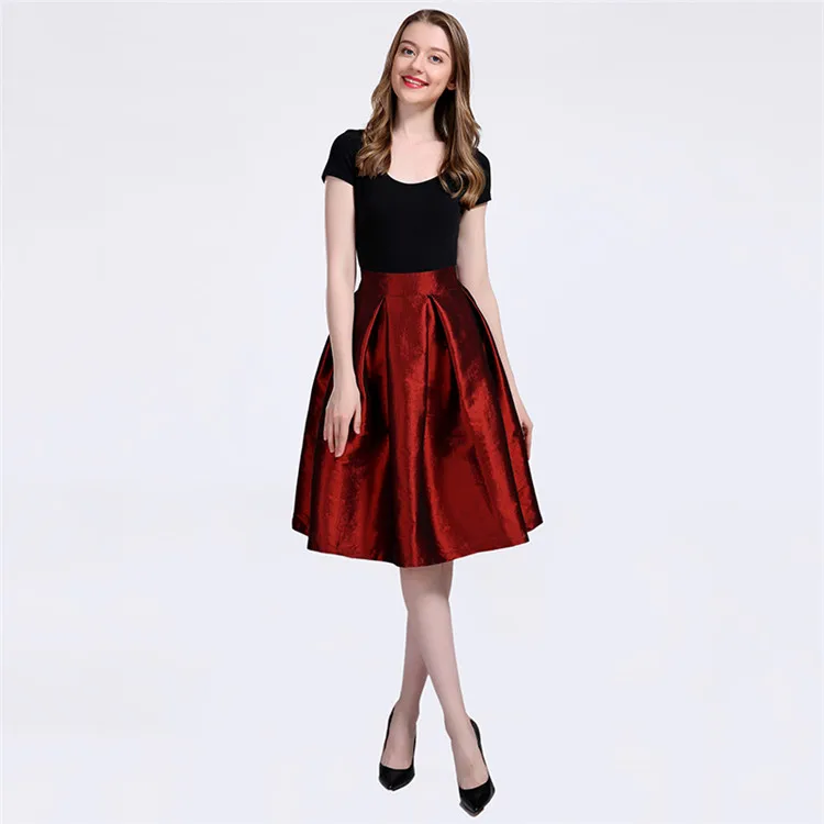 Модная весенняя летняя винтажная юбка в пол на молнии, Женская эластичная Однотонная юбка с высокой талией, Длинная женская юбка Jupe Longue - Цвет: Wine red