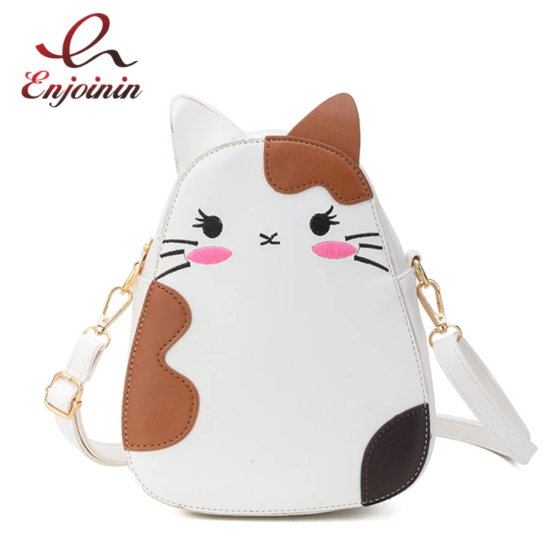 لطيف القط تصميم الأزياء عارضة بو شابة الفتاة حقيبة كتف حمل اليومية حقيبة صغيرة Crossbody حقيبة المرأة رفرف محفظة حقيبة يد بولسا