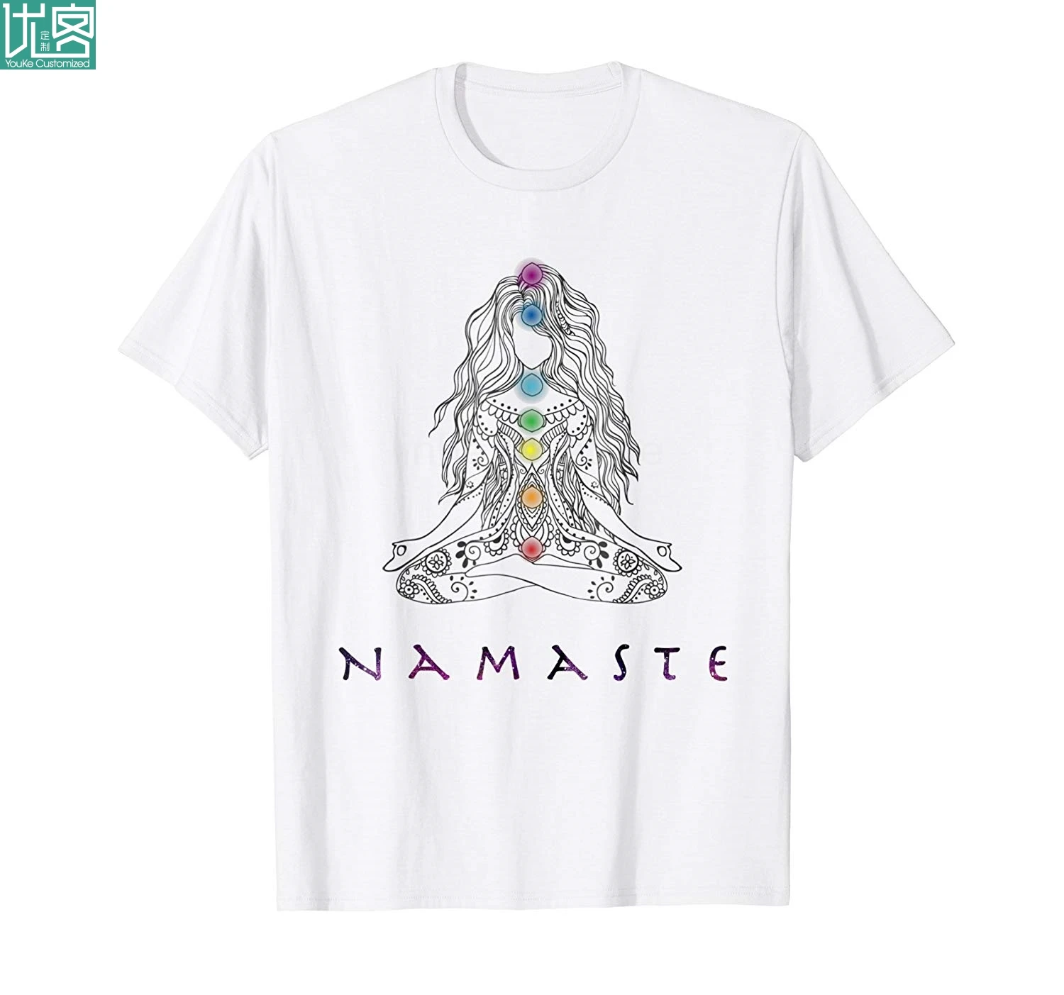 Футболка Namaste футболка с надписью поза йоги и чакра Модная креативная