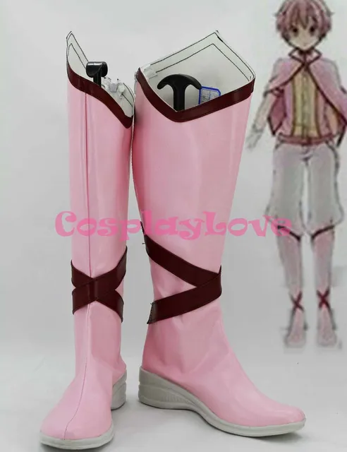 Puella Magi Madoka Magica Cosplay Shoes Boots Custom Made Pink Puella Magi Madoka Magica Cosplay Shoes Boots Custom Made Pink