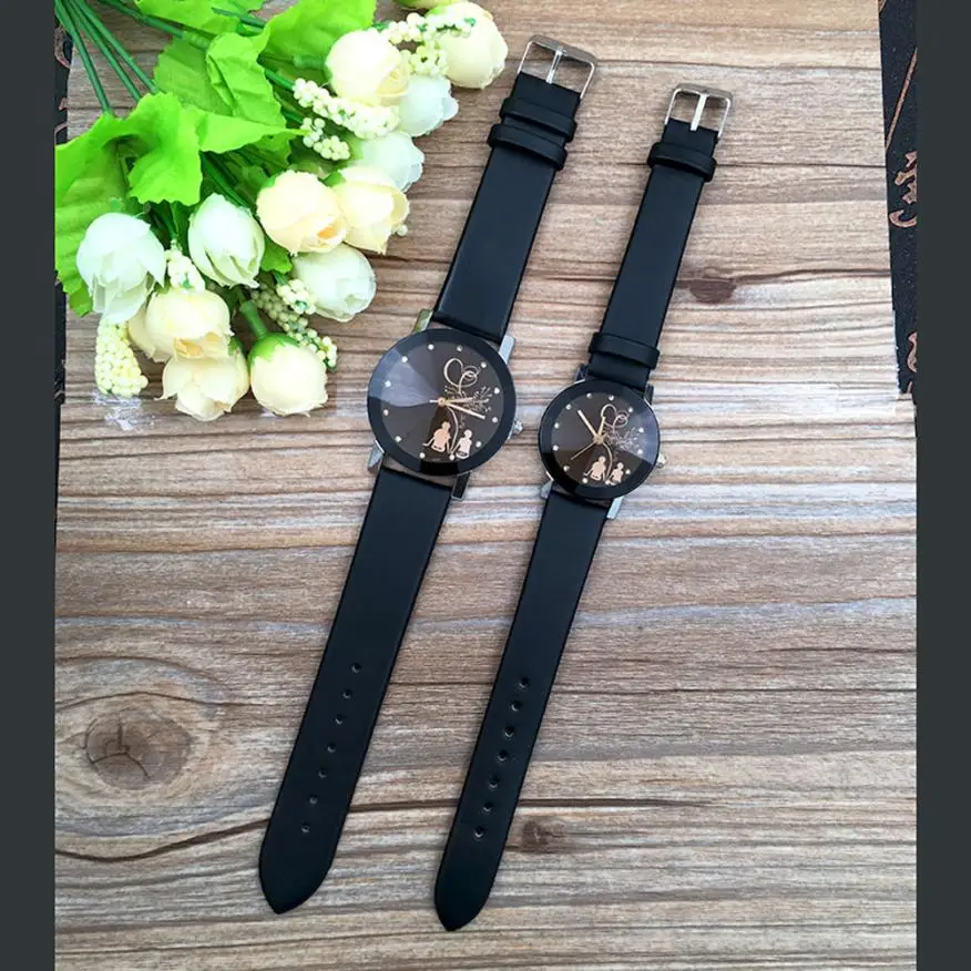 1 пара для мужчин и женщин Студенческая пара стильные Spire стеклянные кварцевые часы с ремешком наручные часы для влюбленных часы для женщин мужчин DE28 Прямая