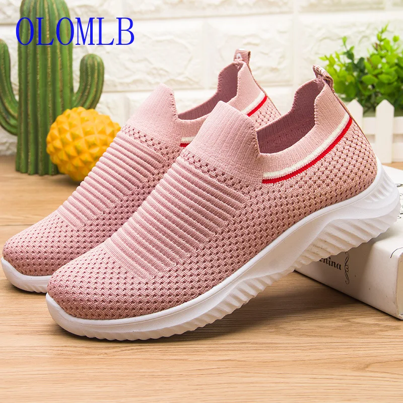 

OLOMLB 2019 Sneakers Women Stretch Fabric Socks Shoes Woman Fashion Vulcanize Shoes Slip On Tenis Feminino Women Casual Shoes