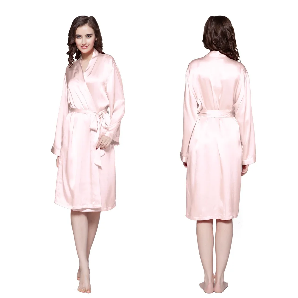 Lilysilk халат женский домашняя одежда для женщин шелковый атласные классические средней длины 22 momme - Цвет: Light Pink