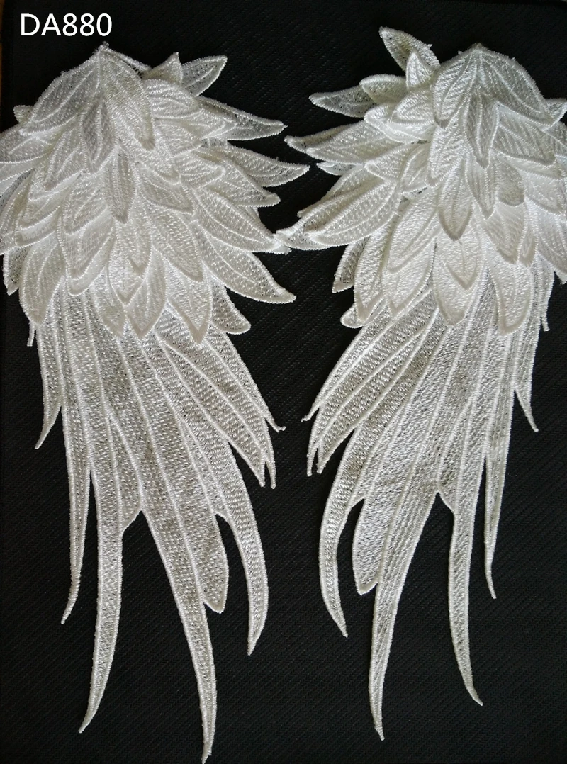 

White black 135X280MM Venise Embroidery Wings Lace Fabric Shoulder Dorsal Sewing Applique DIY Costume Decoration Supplies DA880