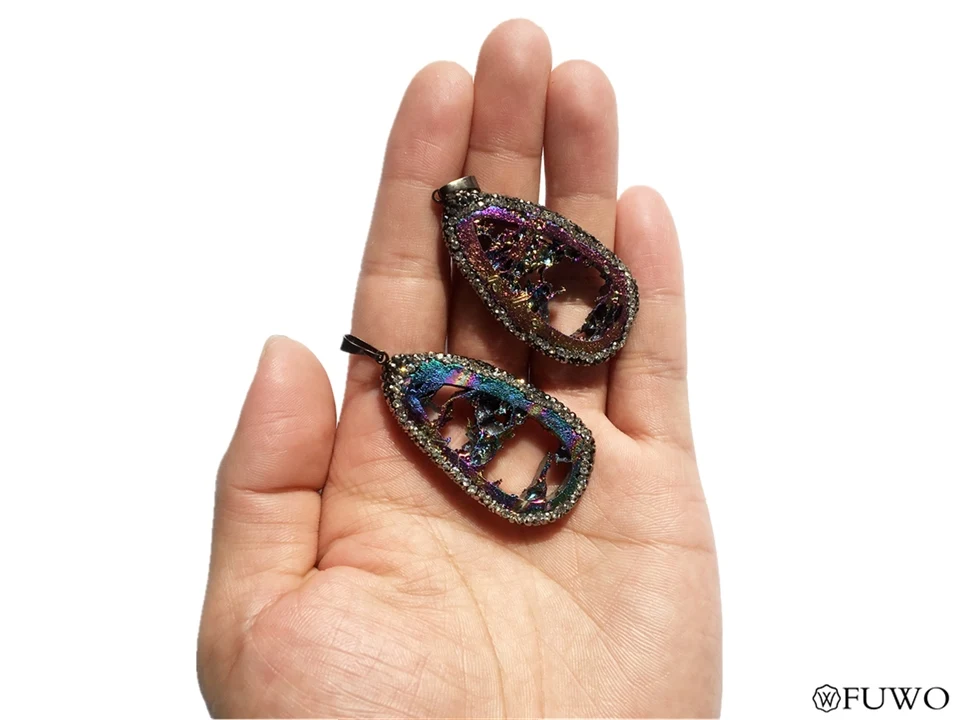 Titanium Druzy Slice Pendant 10