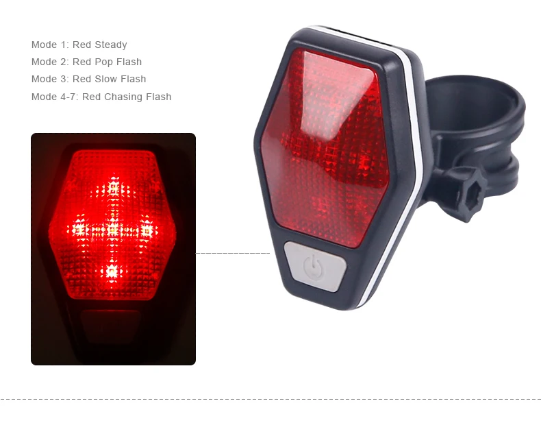 Discount Deemount Bicycle Visual Warning Safety Light Bike Rear Lamp Cycle LED Lantern Red / Dual Colors Red Blue options 4