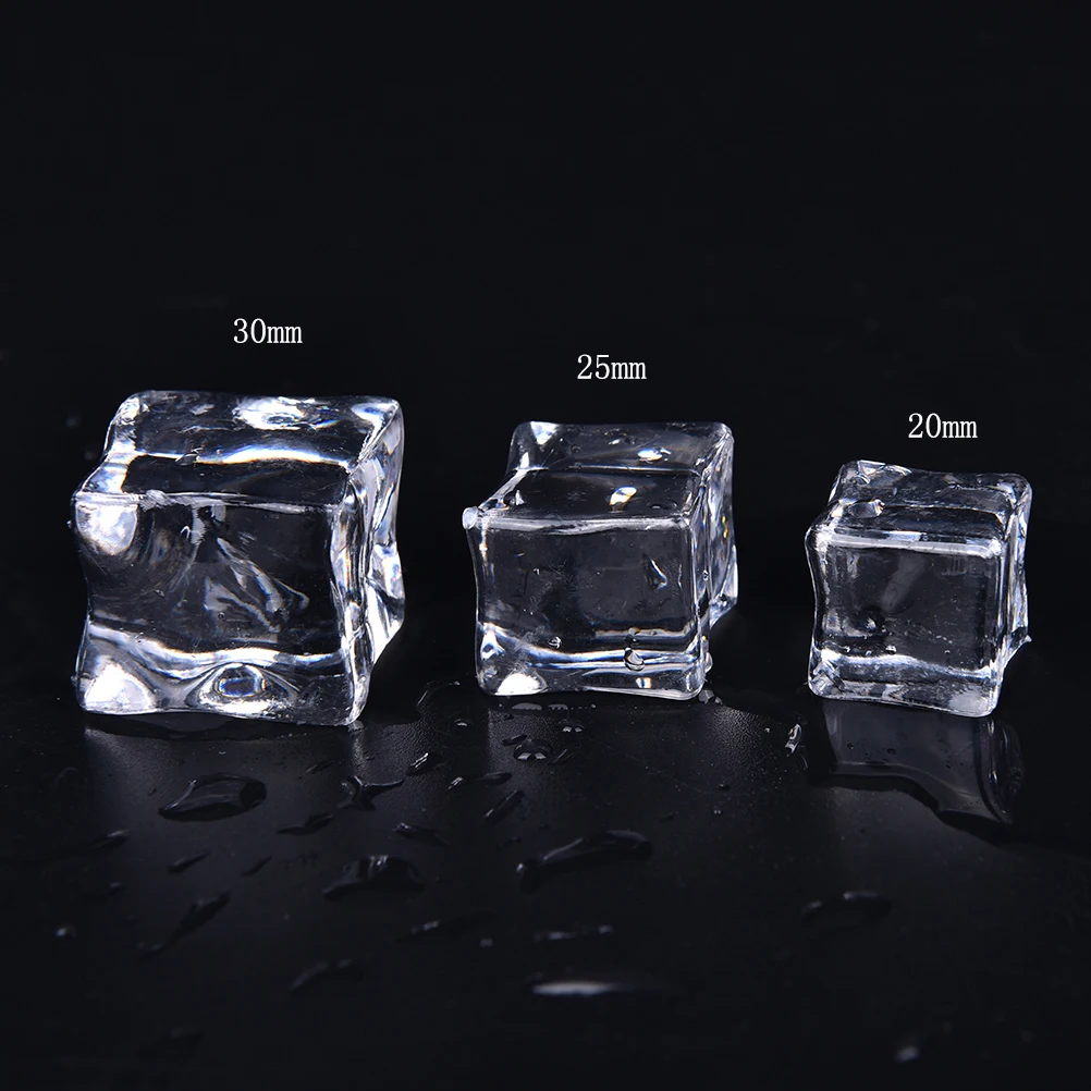 

10pcs Micro Clear Square Fake Scatters Artificial Ice Cubes Crystal Wedding Display Acrylic Craft Cute Miniature Home Decoration