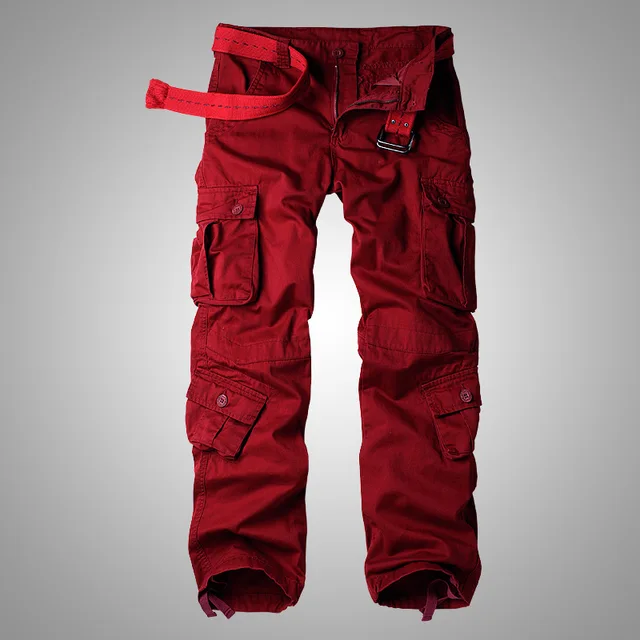 red combat trousers