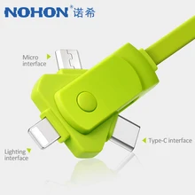 NOHON 3 в 1 USB зарядное устройство кабель освещение для iPhone XS MAX XR Регулируемый Android Micro usb type C для Xiaomi huawei зарядная линия