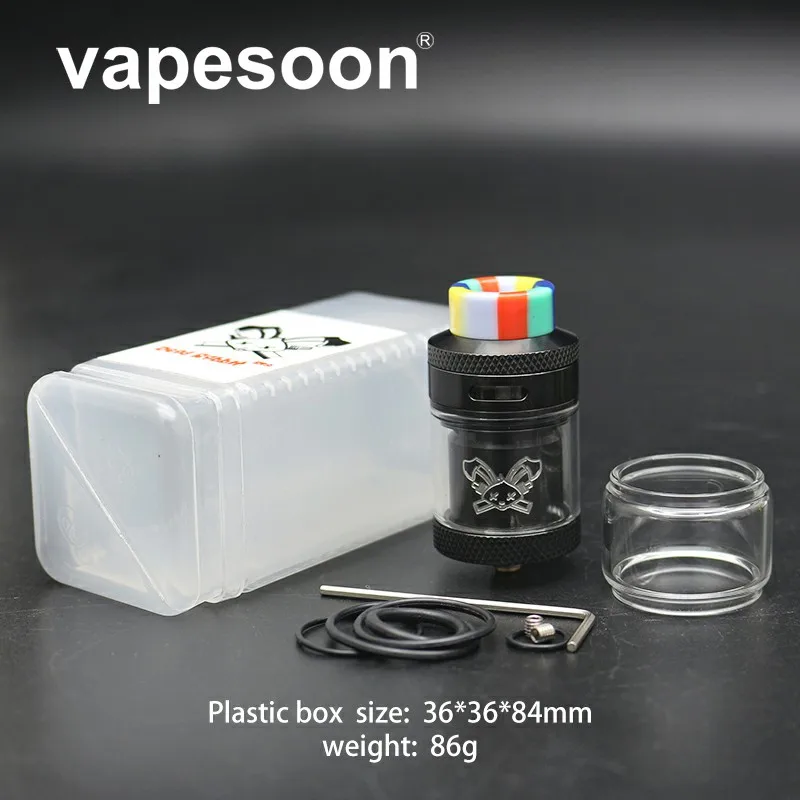 

High Quality Dead Rabbit 25mm RTA 2ML/4.5ML Atomizer With Resin Drip tip Single/Dual Coil Rebuild Vape Vaporizer Black&Sliver