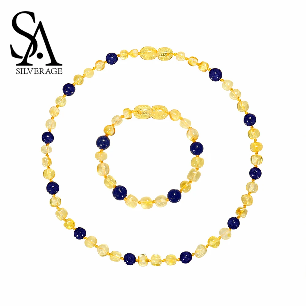

SA SILVERAGE Baltic Amber Teething Necklace/Bracelet for Baby Natural Amber Necklace 2019 Authenticity Genuine Baltic Link Chain
