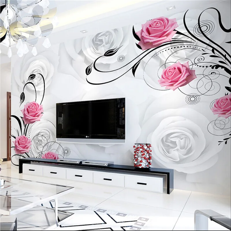 Customized 3D Flower Photo Wallpaper Living Room Bedroom Sofa TV Background Wallpaper Rose Flowers Wall Mural Wallpaper Roll Customized 3D Flower Photo Wallpaper Living Room Bedroom Sofa TV Background Wallpaper Rose Flowers Wall Mural Wallpaper Roll