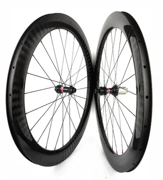 

700C 60mm depth Road disc brake carbon wheels 25mm width clincher/tubular carbon wheelset 12k twill glossy with novatec 411/412