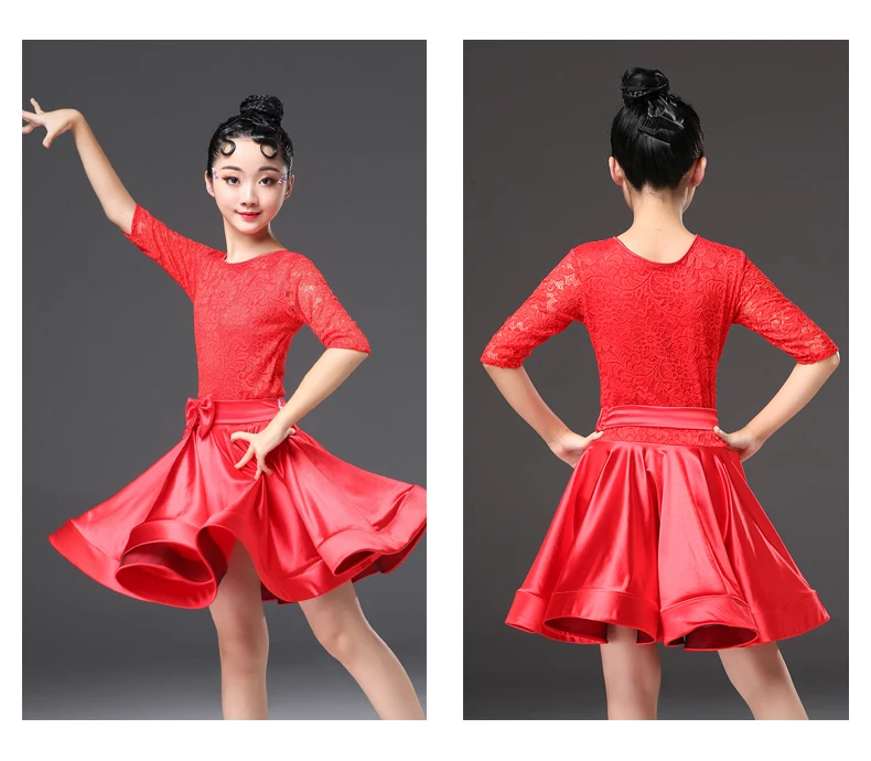 Пикантные для Бальных и латиноамериканских танцев платья для женщин ча Румба Самба кружево одежда с длинным рукавом Детские юбки Практика