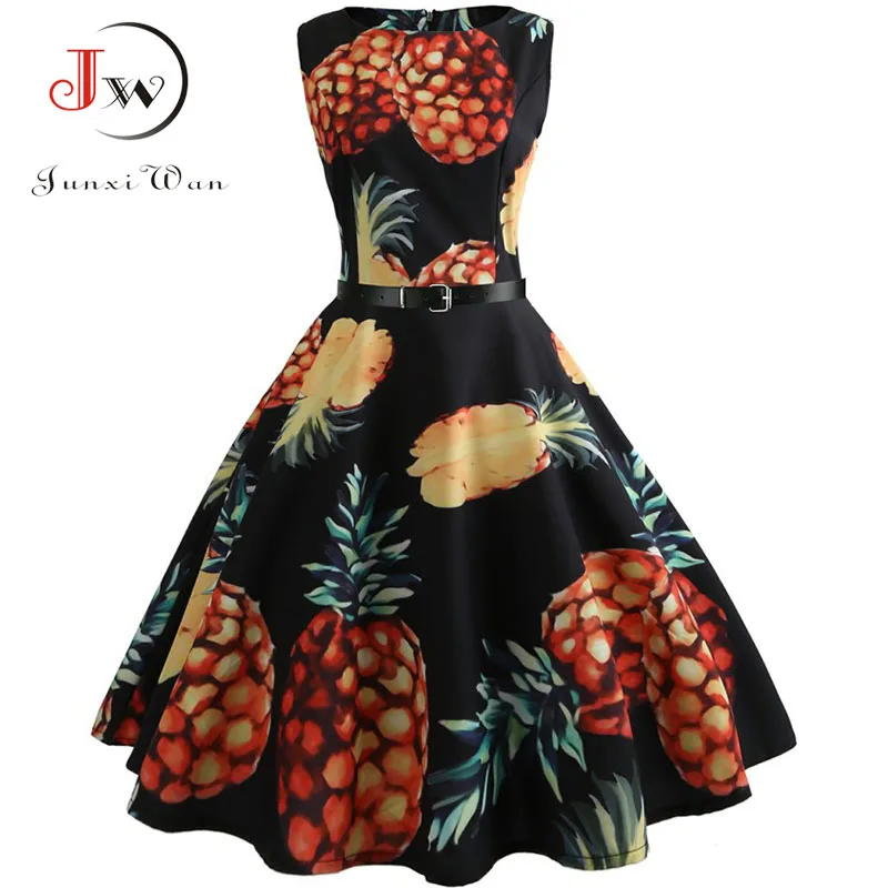 Красное летнее платье в горошек женское винтажное элегантное платье с цветочным рисунком вечернее платье ремень для сарафана Vestidos размера плюс jurken - Цвет: 013