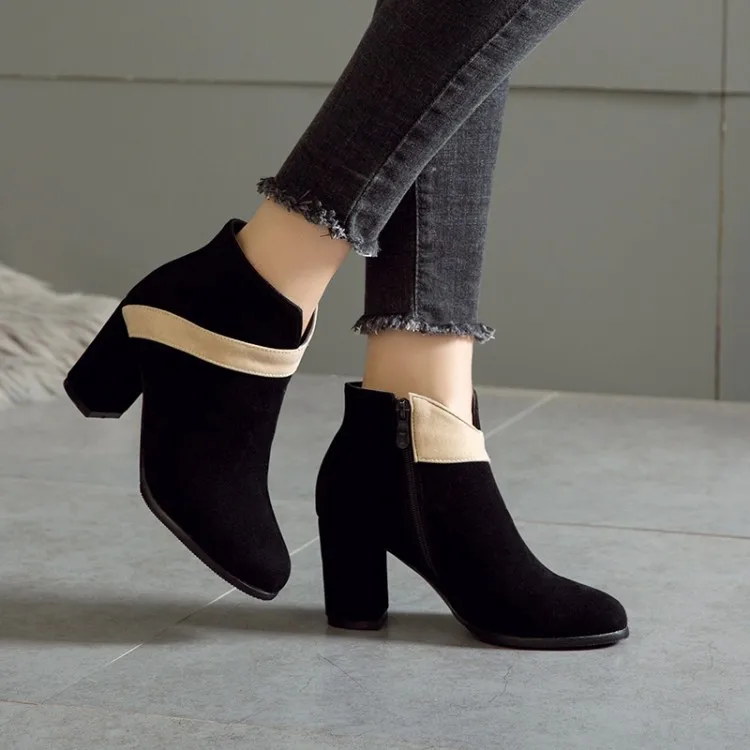 

Big Size 11 12 13 14 15 16 17 18 19 High-heeled Shoes Women's Middle-heeled Rough-heeled Grinded Martin Boots