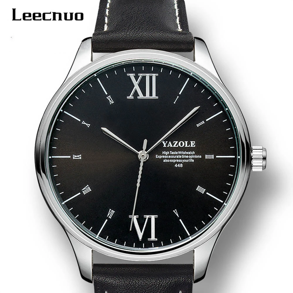 

Leecnuo Men's Fashion Watch Waterproof Quartz Watch Male Minimal Watch Men watch with Leather Anniversary Gifts for Husband