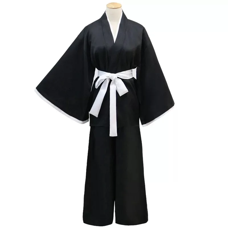 Взрослый мужской женский костюм самурая японского аниме унисекс черная накидка кимоно воин ниндзя Шинигами смерти наряд для косплея халат XXL