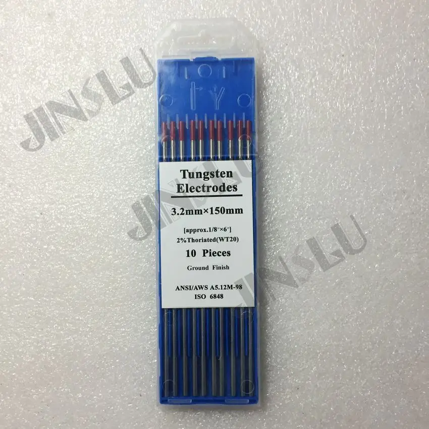 

Free Shipping !!! 10PCS 2% red tip WT20 Thorium Tungsten electrode 3.2mm for TIG welding