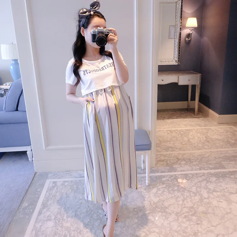 

2019 Summer Maternity Nursing Dresses Breast Feeding Clothes Pregnancy Breastfeeding Dresses Clothing for Pregnant Women Vestido