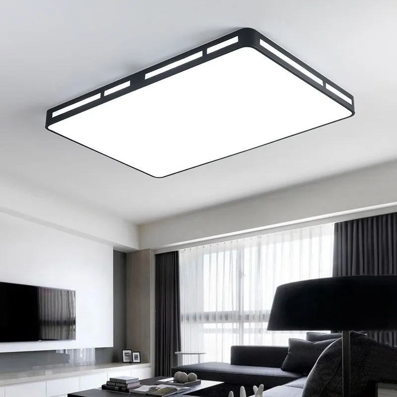 Billige Led kronleuchter mit fernbedienung wohnzimmer Schlafzimmer Lounge Led decke lampe Schwarz Weiß Lampenschirm Glanz iluminacao Leuchten