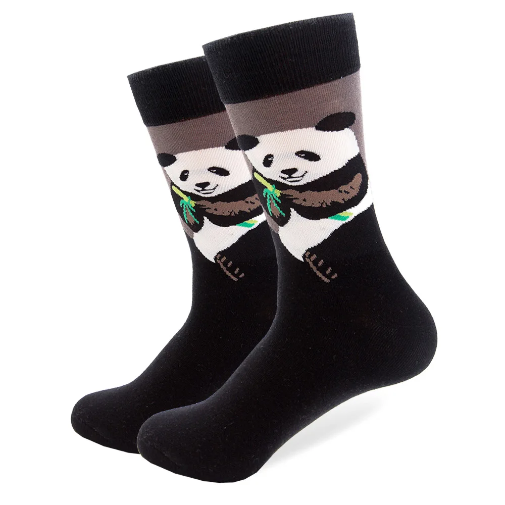 1 пара разноцветных носков из чесаного хлопка с пандой, камуфляжные длинные носки для счастливых мужчин, новые повседневные носки для скейтборда - Цвет: 303
