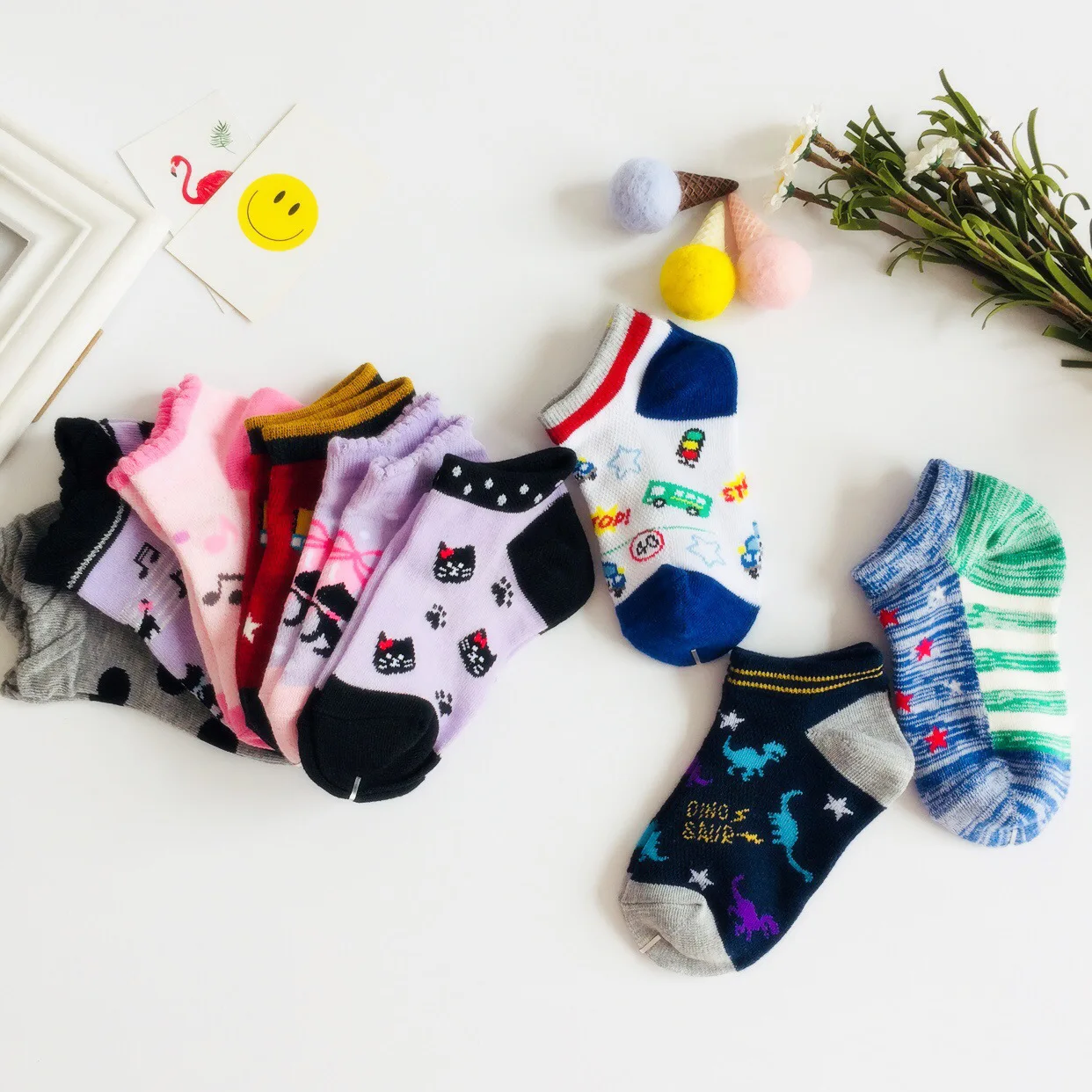 

1 Pair/lot Baby Socks Neonatal Summer Mesh Cotton Polka dots plain stripes Kids Girls Boys Children Socks For 3-8 Year