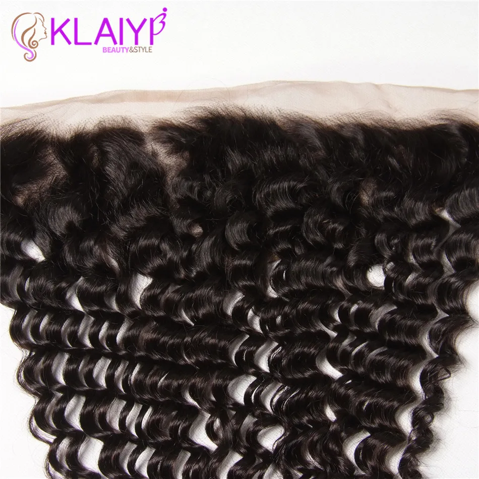 Klaiyi Remy Hair Lace Frontal Closure 100% Human Hair 13*4 Free Part Ear To Ear Lace Frontal Peruvian Hair