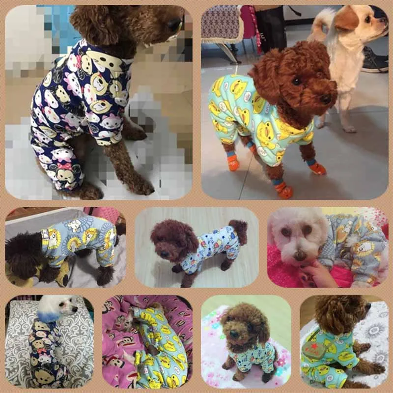 Cute Printed Pet Clothes Small Dog Jumpsuit Rompers Chihuahua Pet Hoodie Coat for Dogs Cats Super Soft and Warm Puppy Dog Costume XS S M L XL6