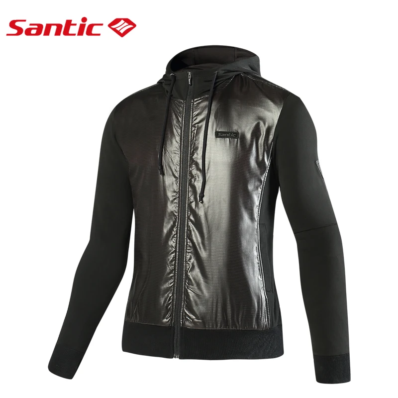 

Santic Mens Winter Cycling Jackets Thermal Cycling Coat Windproof Hiking Jacket Bicycle Mtb Bike Jacket Black Cycling Clothings